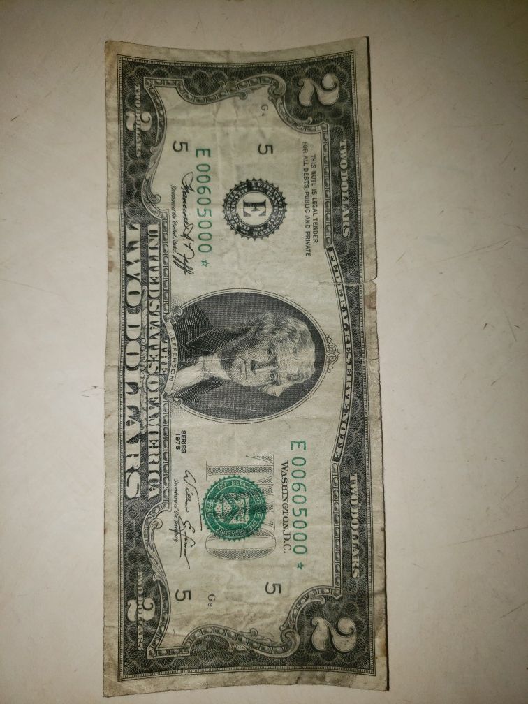 2.00 dollar bill star note
