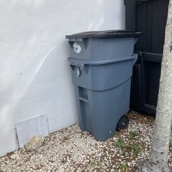 Tall Flip Top rolling trash cans -  about 4 foot tall -