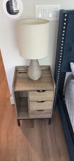 Wood and Metal Nightstand with Drawers