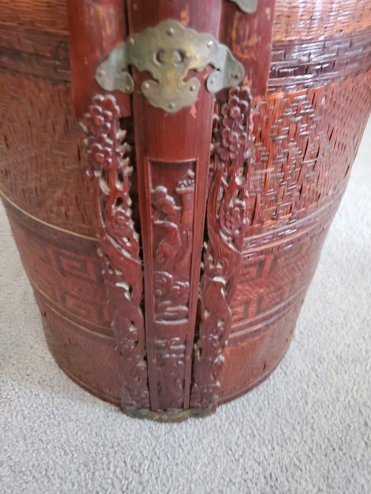 Antique Asian Wedding Linen Basket