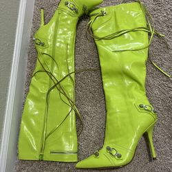 Size 7 Thigh High Neon Green Boots 👢 