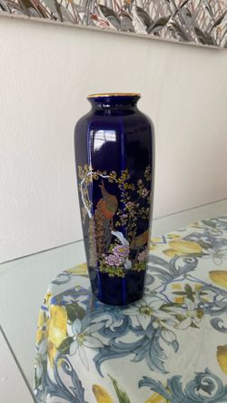 Fine Cobalt Peacock Vase handmade in Japan