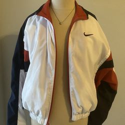 Vintage Nike Sz S Windbreaker Jacket burnt orange White/Black Full Zip 