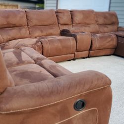 Brown Reclining Wrap Around Sectional Couch “WE DELIVER”