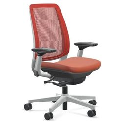 Steelcase Amia Air High End Ergonomic Office Chair Platinum Solid Frame, Scarlet Red Color