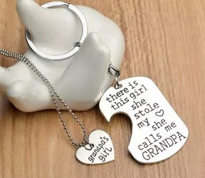 2 piece set key chain and necklace perfect Father’s Day Gift!