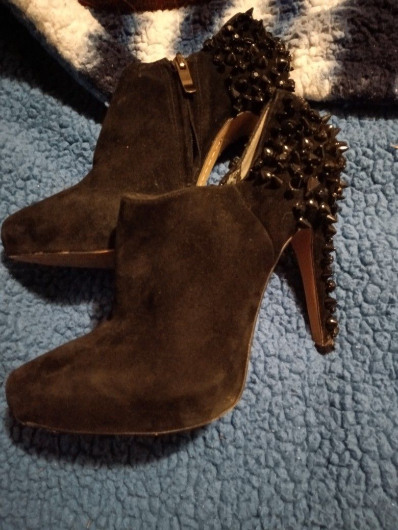 Black Spike Heel Booties