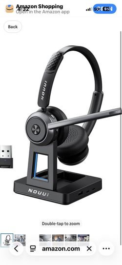 Wireless Headset with Mic for Work, Wireless Headphones with Mic(Noise Cancelling), Bluetooth Headset with Microphone, Mute Button & Charge Base for W