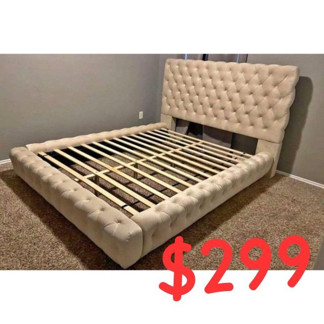 Beige / Black / Gray Queen ,Eastern King Size Bed Frame - Limited Time Offer
