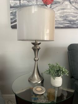 Elegant Silver Table Lamps with White Shades β Set of 2