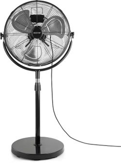 18-Inch Industrial Pedestal Fan – 5,200 CFM High-Velocity – Garage, Shop, Warehouse