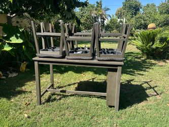 High dinner table w/6 high chairs
