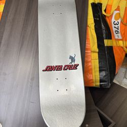 Santa Cruz Dot Check Silver/Black/Red Skateboard deck