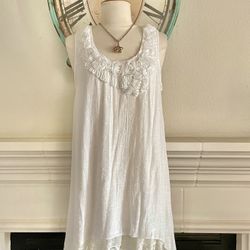 Elegant White Ruffled Chemise