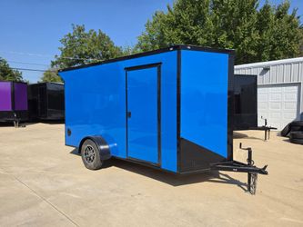 2027 New 6x12 SA Screwless Enclosed Trailer | Blackout | Spoiler Package | .08 Exterior | 1271 (blue)