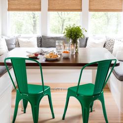 New Set of 4 Metal Chair Dining Chairs Patio Chair 18 Inches Seat Height Dining Room Kitchen Chair Tolix Restaurant Chairs Trattoria Bar Stackable Cha