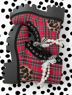 Betsey Johnson JONNIE Red WHITE PLAID