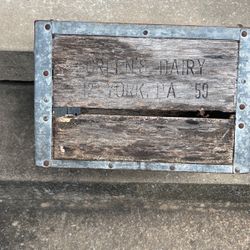Greens Dairy York Pa Galvanized And Wood Milk Crate 10”x12”x15”