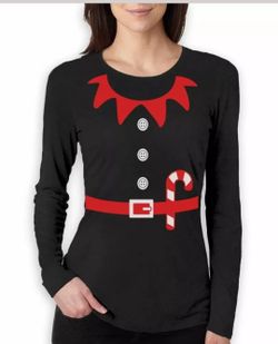 Elves Suit Outfit ELF CHRISTMAS Women Long Sleeve T-Shirt Crazy Gift