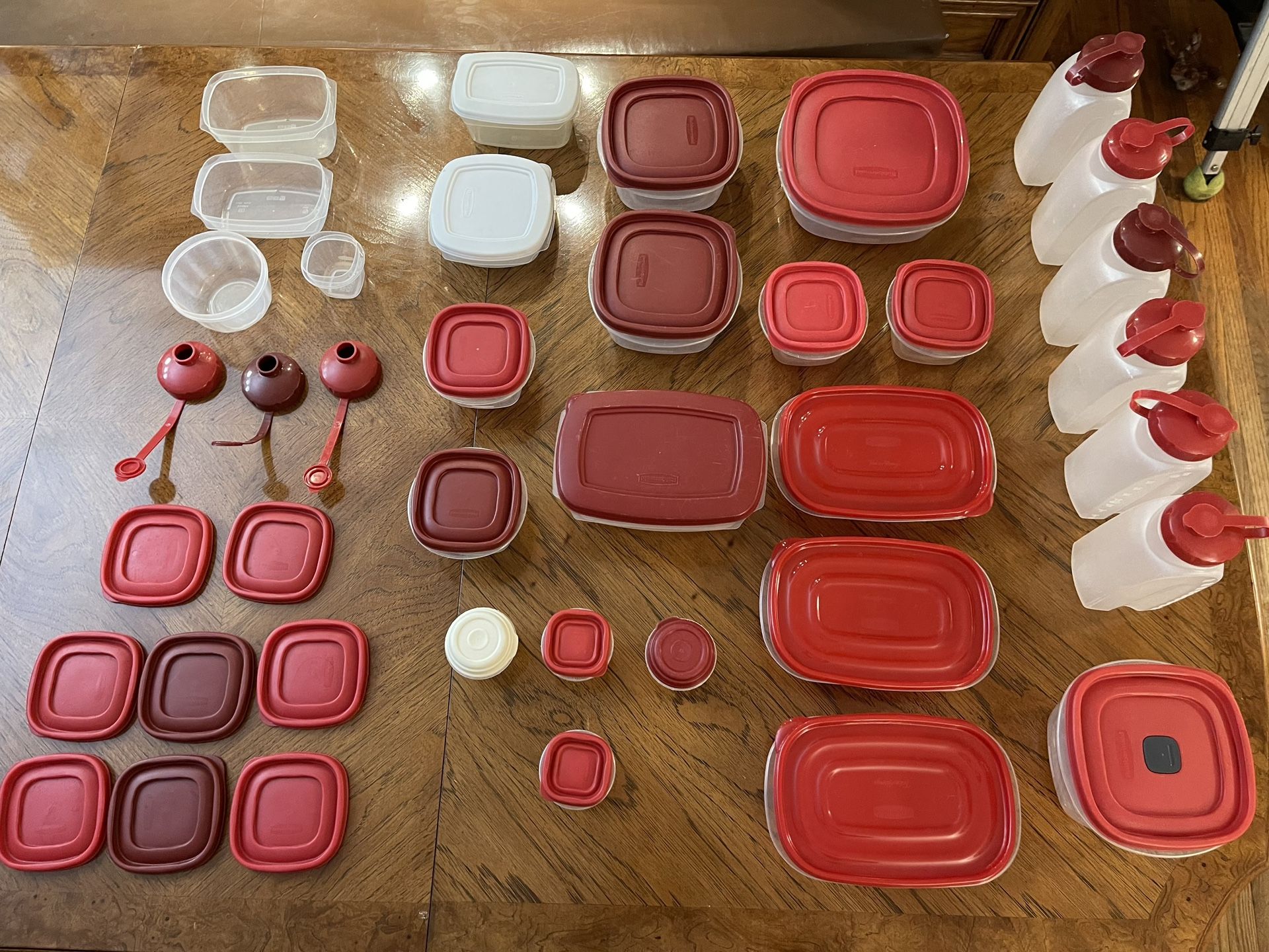Random Lot of Rubbermaid Storage Containers - 63 Pieces Total (Lids Counted as Separate Pieces)