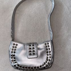 silver beaded mini shoulder bag