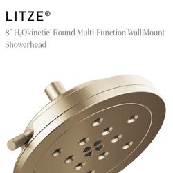 Brizo 8” H2Okinetic® Round Multi-Function Wall Mount Showerhead Luxe Gold 87435-GL