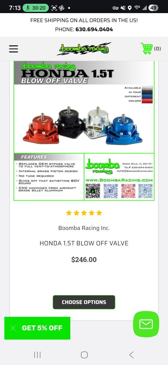 Boomba Bypass Valve For 10th Gen Civic 1.5L Turbo.