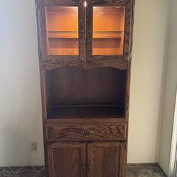 Vintage Solid Wood Curio Cabinet with Light
