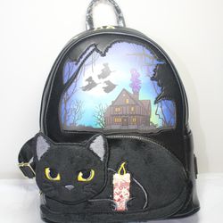 New Loungefly Disney Hocus Pocus Binx Flying Witches Mini Backpack