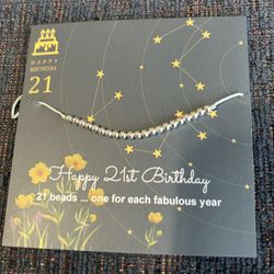 Brand New 21st Birthday Beaded Bracelet (Sterling Silver)