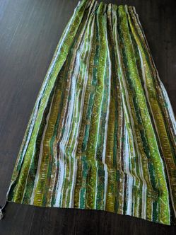 Vintage Green Striped Curtain Panel