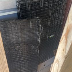 Two folding dog cages, big size double doors