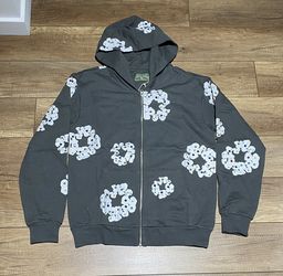 Denim Tears Gray Zipper Rhinestone Hoodie 