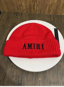 Amiri red, grey and yellow beanie hats #amiri #knitwear