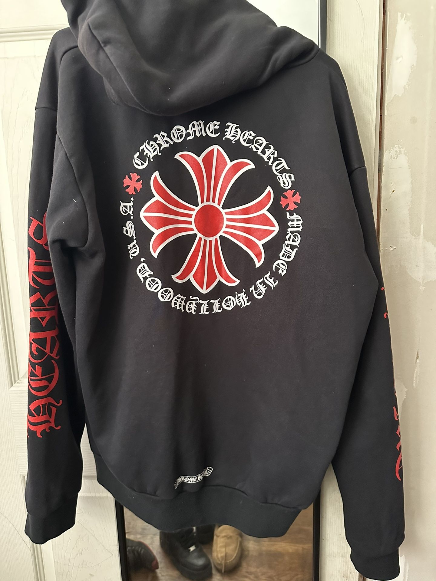 【CHROME HEARTS】Made In Hollywood Plus クロス ジップ hoodie Chrome Hearts Made In Hollywood Plus Cross Zip Up | Depop