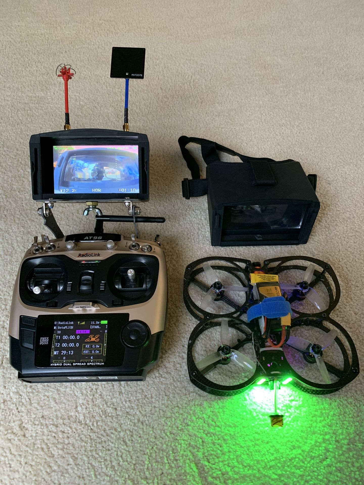 Custom FPV Racing Drone, Goggles, Case. Excellent Condition