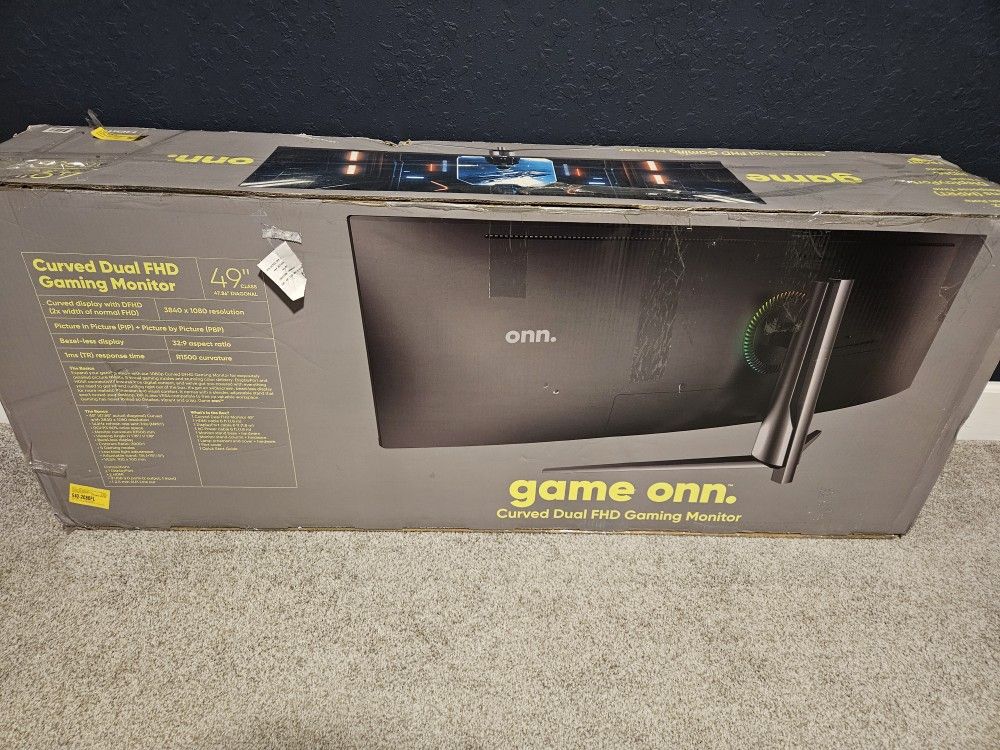 onn. 49" Curved Dual FHD (3840 x 1080p) 144Hz 1ms Gaming Monitor
