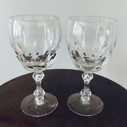 Tiffin Franciscan Crystal Wine Glasses, Pair Crystal Vintage Wine Glasses, Tiffin Franciscan Crystal, French Countryside Decor, Fine Crystal