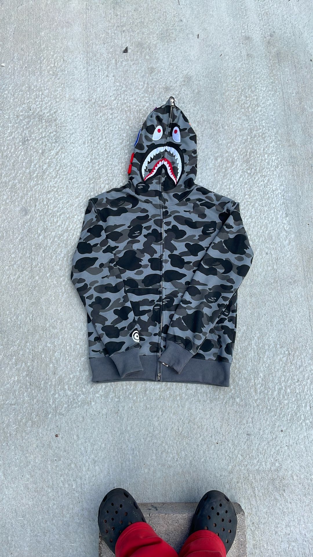 Gray and black Bape hoodie size small never worn authentic