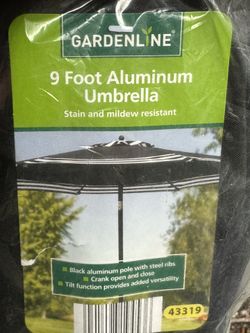 New 9ft Black & White Aluminum Crank With Tilt Outdoor Patio Umbrella 