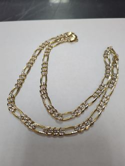 14k diamond cut figaro chain