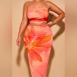 2 Piece  Summer Crop And Skirt Set