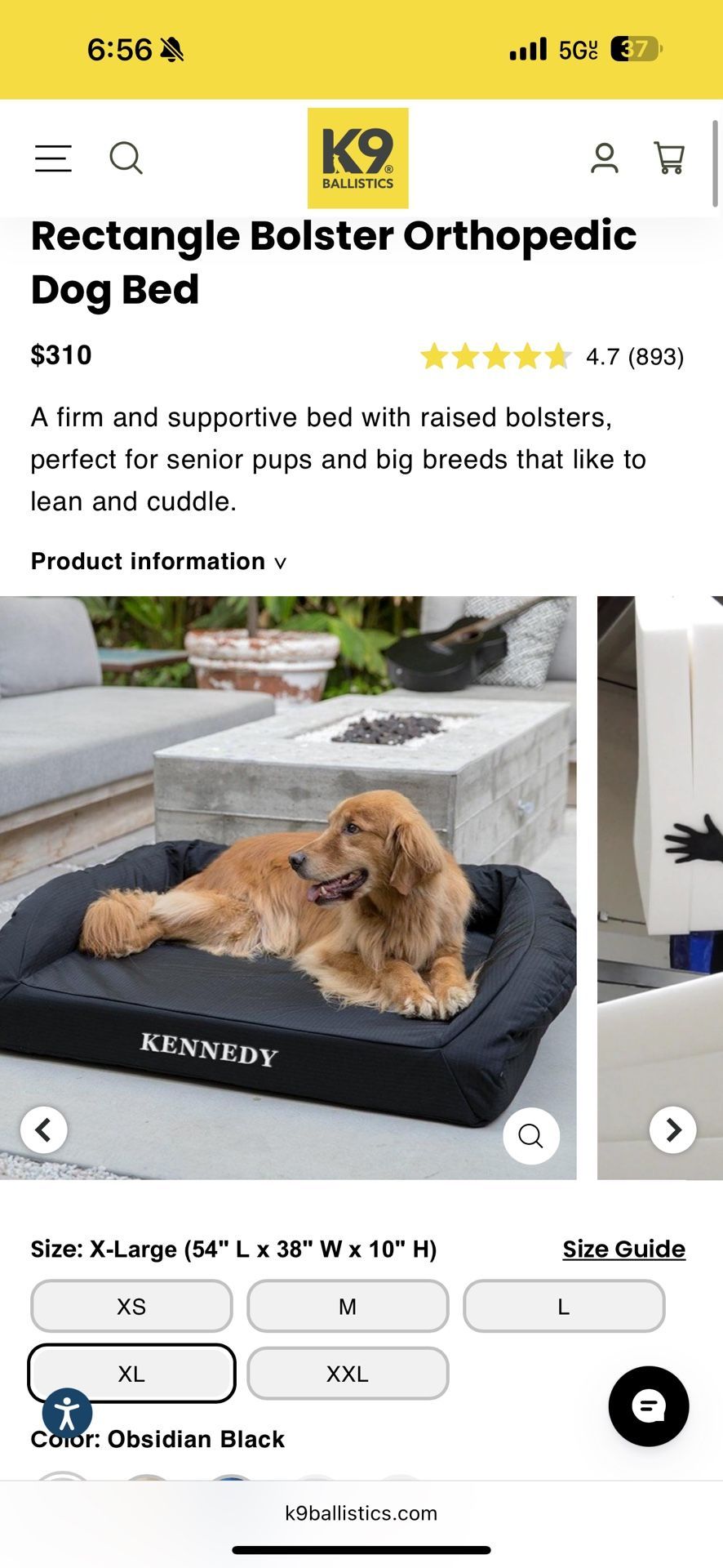 XL K9 Ballistics Orthopedic Dog Bed