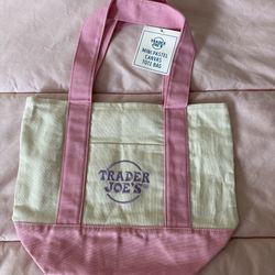mini pastel pink trader joes bag
