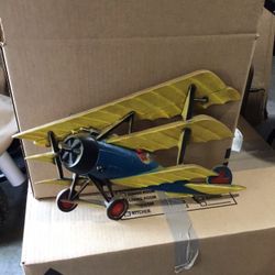 Vintage  Sexton Cast Iron Aluminum Triplane Three Wing Airplane.  