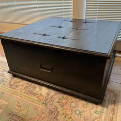 Rustic Solid Wood Square Trunk Coffee Table Black 