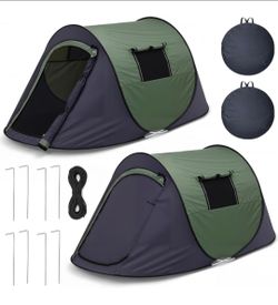 2 Pcs Pop-up Camping Tent, 1 Person Outdoor Camping Tent, Windproof, Easy Setup