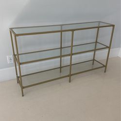 Gold Metal Glass 3 Tiered Console Display Table
