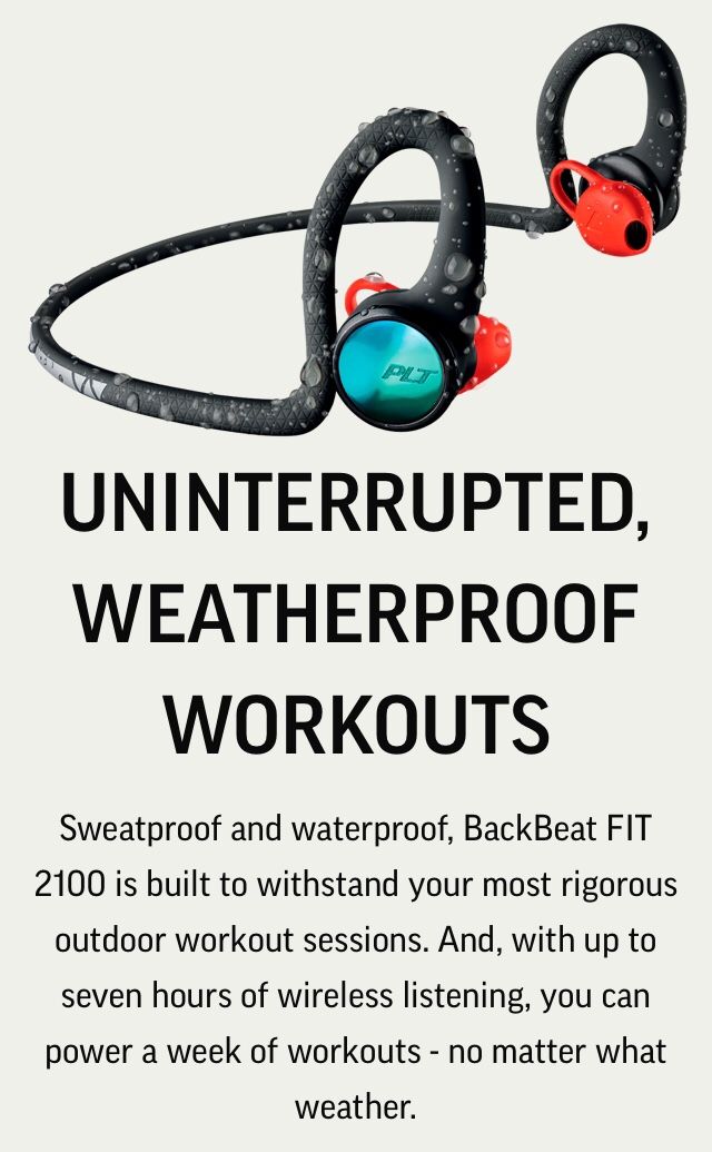 PLT Plantronics backbeat fit 2100 Bluetooth headphones