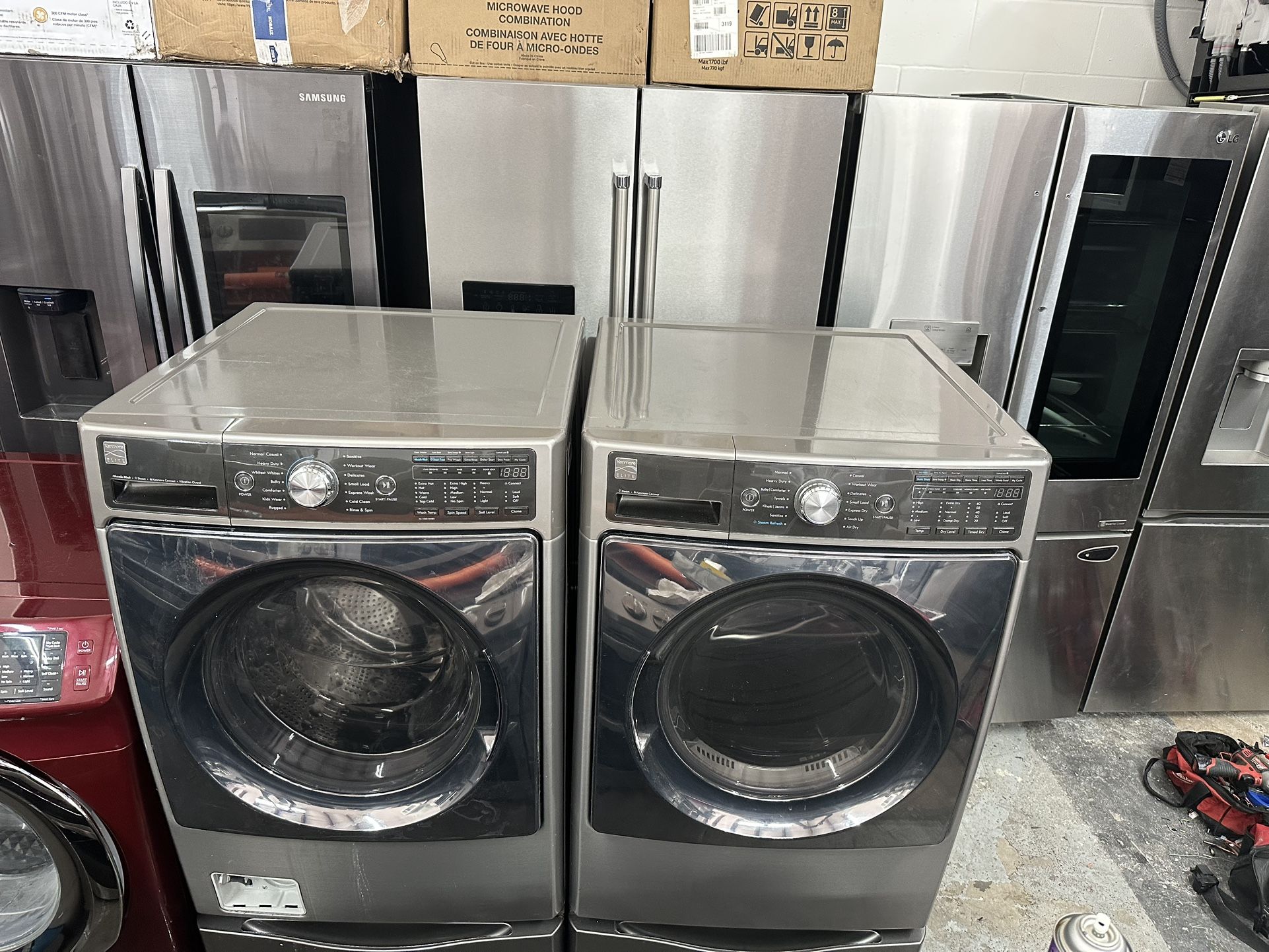 Kenmore front with Pedestals washer and dryer set with 2 months warranty, delivery and installation available 650